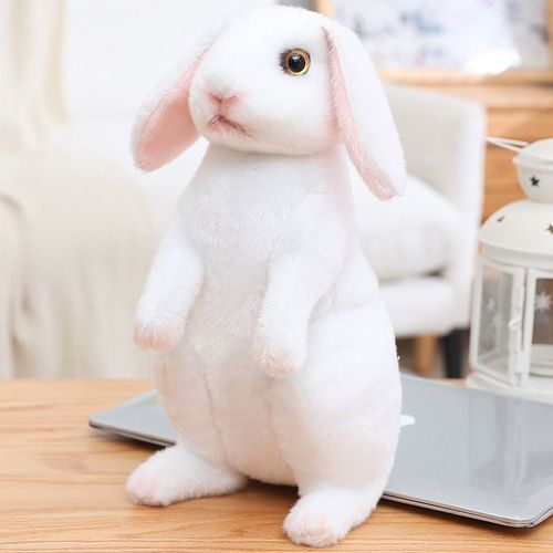 Poupée Mascotte De L'année Du Lapin, Peluche Lapin Aux Oreilles Tombantes, Petite Poupée Lapin Blanc, Poupée De Réunion Annuelle Lapin Blanc À Oreilles Tombantes Assis - Grande Taille Hauteur Assise 30 Cm 0,18 Kg