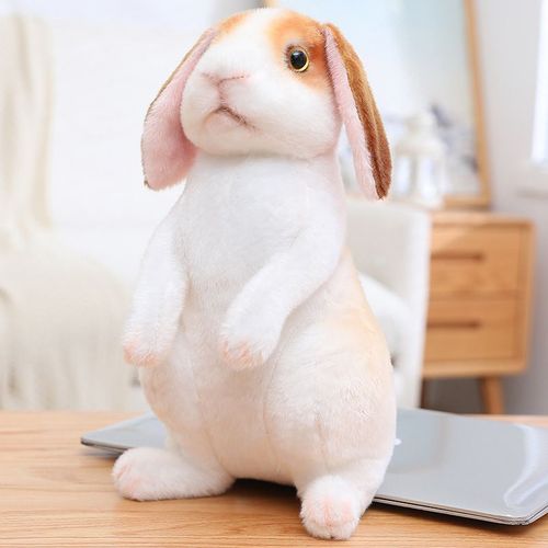 Poupée Mascotte De L'année Du Lapin, Peluche Lapin Aux Oreilles Tombantes, Petite Poupée Lapin Blanc, Poupée De Réunion Annuelle Lapin Brun Aux Oreilles Tombantes Assis - Grande Taille Hauteur Assise 30 Cm 0,18 Kg