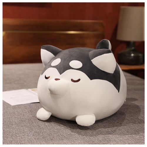 Peluche Husky Paresseux, Oreiller, Grosse Poupée Husky, Jouet Pour Chien, Coussin, Chiot Doux Husky Paresseux Gris Foncé - 30 Cm - 0,35 Kg