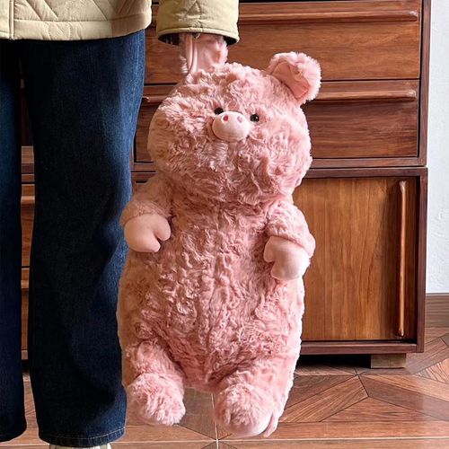 Poupée en peluche de la série Popova regardant le lapin chat bleu gros nez chien cochon rose poupée cadeau Cochon rose - 40 cm