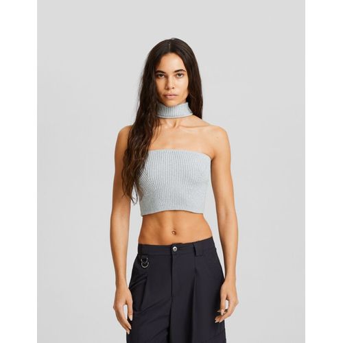 Top Ras-Du-Cou Maille Brillante Femme Xs Argent