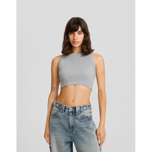 Top Sans Manches Maille Brillant Femme Xs Argent