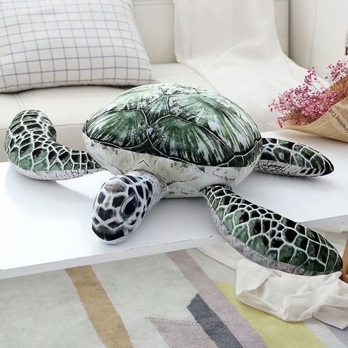 Tortue En Peluche, Grand Oreiller Tortue, Décoration D'aquarium, Poupée Vert Foncé-45cm