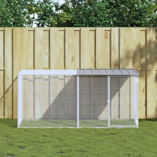 Vidaxl Poulailler Avec Toit Gris Clair 203x98x90 Cm Acier Galvanisé