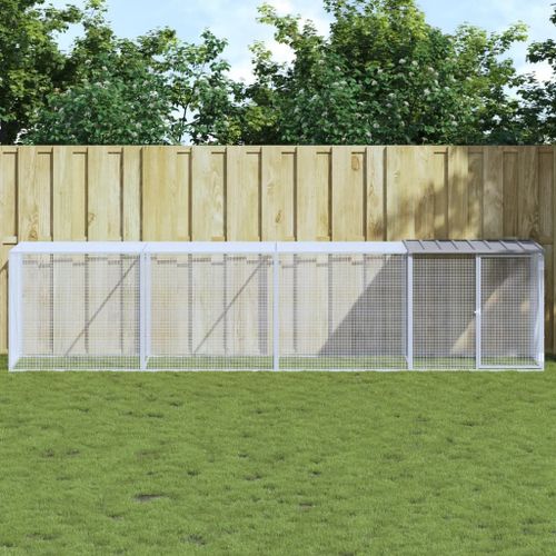 Vidaxl Poulailler Avec Toit Gris Clair 403x98x90 Cm Acier Galvanisé