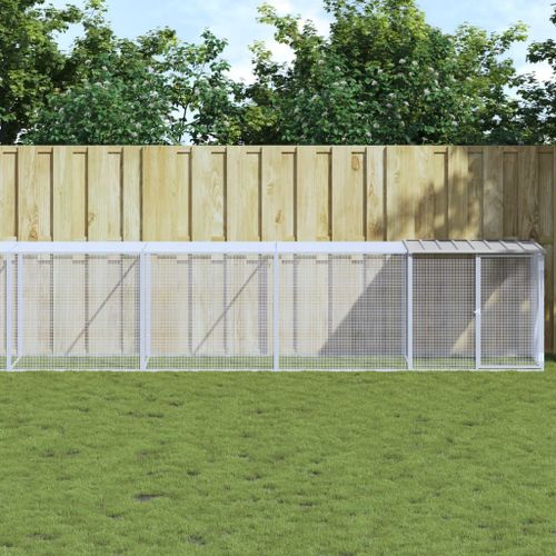 Vidaxl Poulailler Avec Toit Gris Clair 1003x98x90 Cm Acier Galvanisé