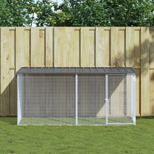 Vidaxl Poulailler Avec Toit Anthracite 203x98x90 Cm Acier Galvanisé