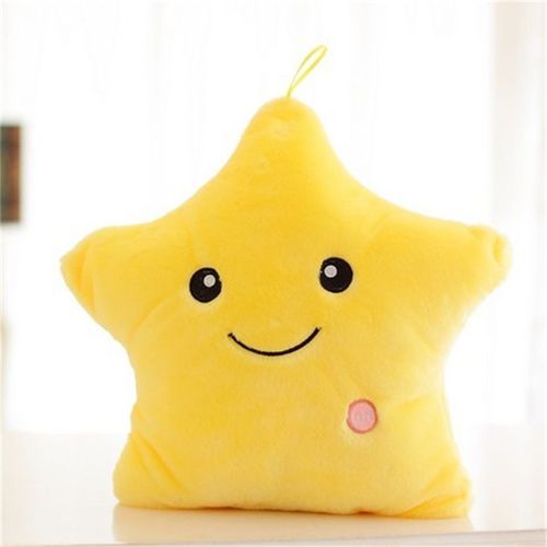 Oreiller Lumineux Coloré Mignon Étoile À Cinq Branches Amour Veilleuse Jeu De Poupée De Noël Scène Cadeau D'anniversaire Étoile Jaune À Cinq Branches 40*35cm-Lumineuse