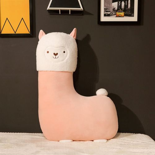 Peluche En Laine De Bête Mythique, Poupée D'oreiller En Alpaga, Cheval De Boue D'herbe, Poupée Mignonne Rose-65cm