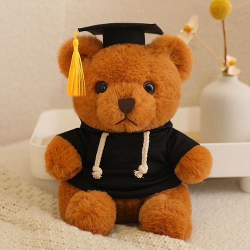 Adorable Poupée En Peluche Docteur Ours, Cadeau De Remise De Diplôme Pour Étudiant, Pull Ours En Peluche Pour Camarades De Classe Ours Brun Foncé - Pull Noir - Coffret Cadeau Individuel De 30 Cm (Poupée Non Incluse)