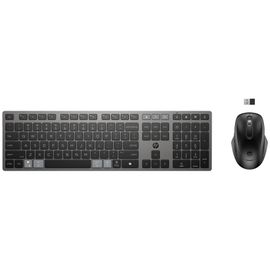 HP 725 - Ensemble clavier et souris - multi-appareils, rechargeable, alimenté par SuperCapacitor - full size - sans fil - 2.4 GHz, Bluetooth - Français - noir tombée de nuit - Smart Buy