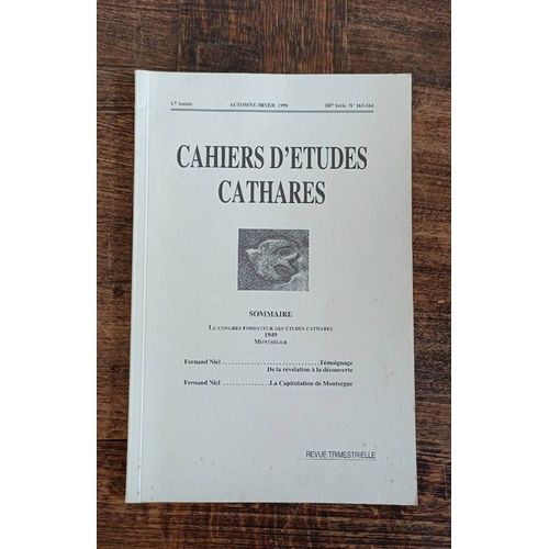 Cahiers D'études Cathares. Automne-Hiver 1999. Numéro 163-164