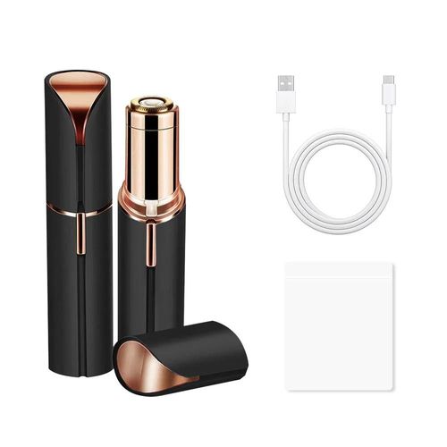 Rouge À Lèvres Rasoir Femme Visage Barbe Indolore Électrique Rasoir Bikini Jambe Épilation Usb Rechargeable Mini Rasoir Multi-Usages-Noir