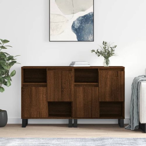 Vidaxl Buffets 2 Pcs Chêne Marron Bois D'ingénierie