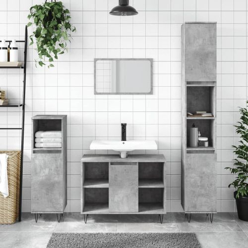 Vidaxl Ensemble De Meubles De Salle De Bain 3 Pcs Gris Béton