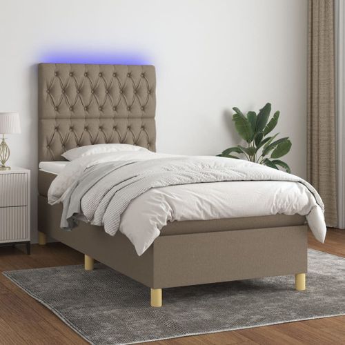 Vidaxl Sommier Tapissier Avec Matelas Et Led Taupe 100x200 Cm Tissu