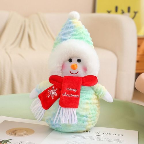 Peluche Bonhomme De Neige De Noël, Jolie Écharpe, Poupée Elfe Bonhomme De Neige, Cadeau De Noël Pour Enfants Bonhomme De Neige Vert - Écharpe Rouge - 35 Cm