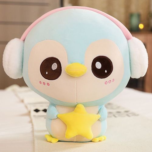 Peluche pingouin en coton doux, oreiller pingouin antarctique, poupée endormie pour enfants Bleu-20cm
