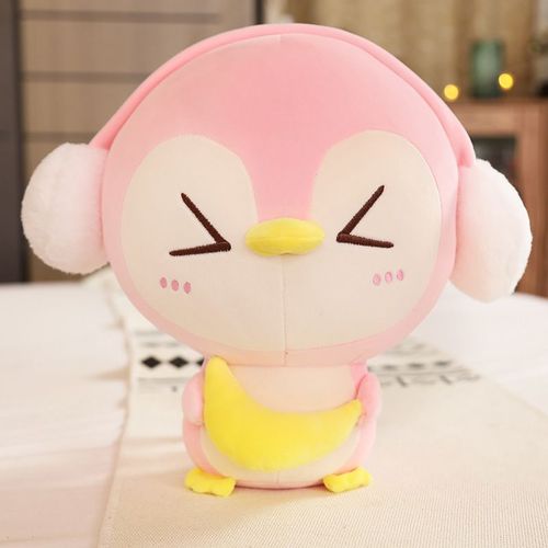 Peluche pingouin en coton doux, oreiller pingouin antarctique, poupée endormie pour enfants Rose-20cm
