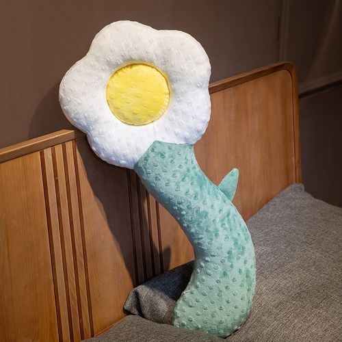 Nouveau Doudou Peluche Fleur Long Oreiller Peluche Jouet Lit Enfant Compagnon De Sommeil Poupée Tournesol Oreiller Coussin Blanc-130cm