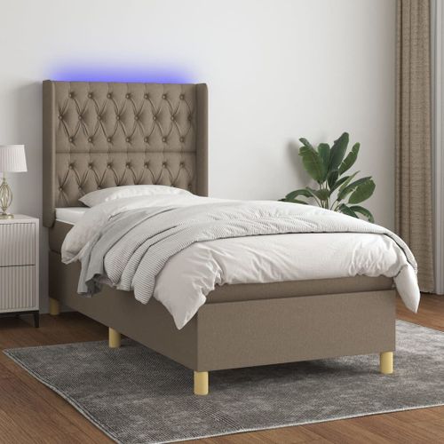 Vidaxl Sommier Tapissier Avec Matelas Et Led Taupe 100x200 Cm Tissu