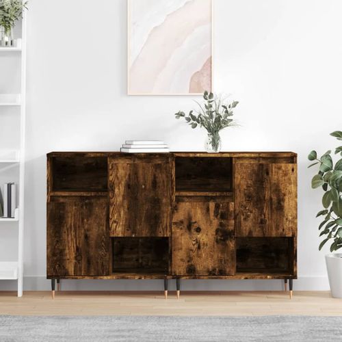Vidaxl Buffets 2 Pcs Chêne Fumé Bois D'ingénierie