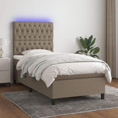 Vidaxl Sommier Tapissier Avec Matelas Et Led Taupe 100x200 Cm Tissu