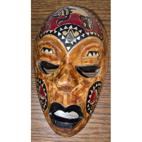 Masque Africain en Bois et Nacre