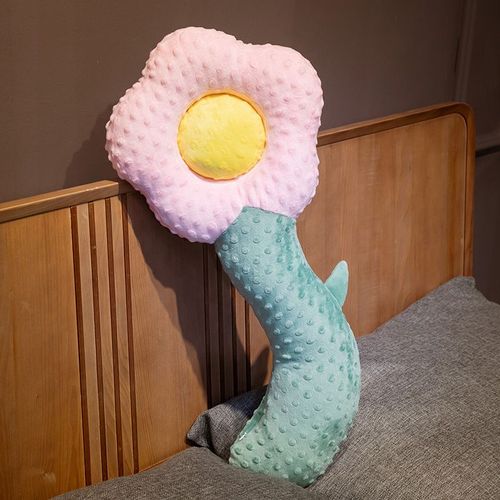 Nouveau Doudou Peluche Fleur Long Oreiller Peluche Jouet Lit Enfant Compagnon de Sommeil Poupée Tournesol Oreiller Coussin Rose-70cm