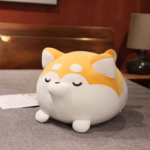 Poupée Chiot Japonais Gros Doux Mignon Husky Erha Grand Oreiller Fille Lit Poupée Endormie Cadeau Orange-40cm (0,55kg)