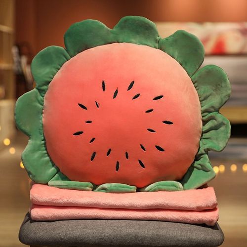 Couverture d'oreiller à double usage printemps et été, oreiller animal tournesol mignon, couverture de climatisation deux en un, petite couverture de bureau Couverture Pitaya (oreiller 50 cm, couverture 1,7 x 1 m)