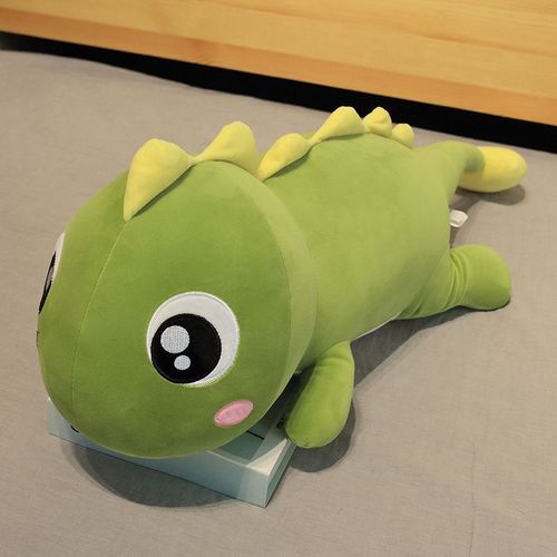 Grand Oreiller Dinosaure Aux Grands Yeux, Jolie Poupée De Chiffon Dinosaure, Cadeau De Saint-Valentin Pour Petite Amie Queue Verte-Jaune - 1,4 M (2,5 Kg)