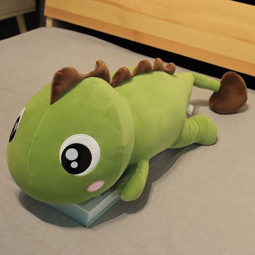 Grand Oreiller Dinosaure Aux Grands Yeux, Jolie Poupée De Chiffon Dinosaure, Cadeau De Saint-Valentin Pour Petite Amie Queue Vert-Brun - 80 Cm (0,6 Kg)