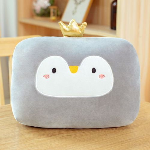 Coussin chauffant en peluche pour les mains des étudiants d'automne et d'hiver, peut être placé dans l'oreiller de sieste, coussin chauffant pour les mains en forme d'animal mignon Pingouin-32*22*13cm