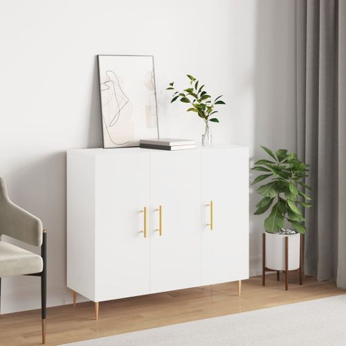 Vidaxl Buffet Blanc 90x34x80 Cm Bois D'ingénierie