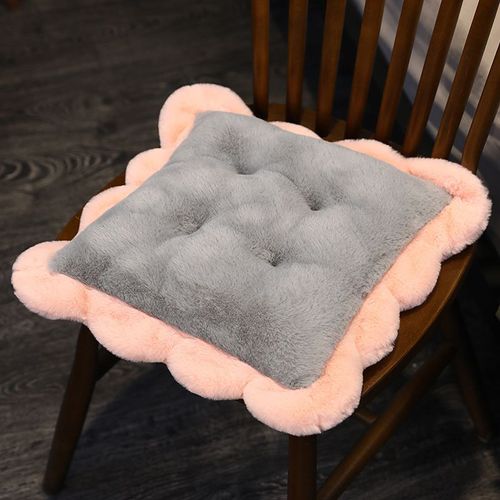 Coussin futon chaud d'automne et d'hiver, coussin de chaise de bureau en peluche, dossier épais, coussin de fesses en biscuit pour enfants Biscuit Gris-50cm