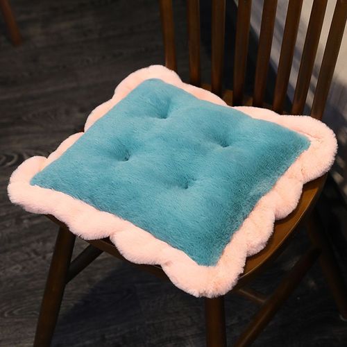 Coussin futon chaud d'automne et d'hiver, coussin de chaise de bureau en peluche, dossier épais, coussin de fesses en biscuit pour enfants Biscuits verts - 40 cm