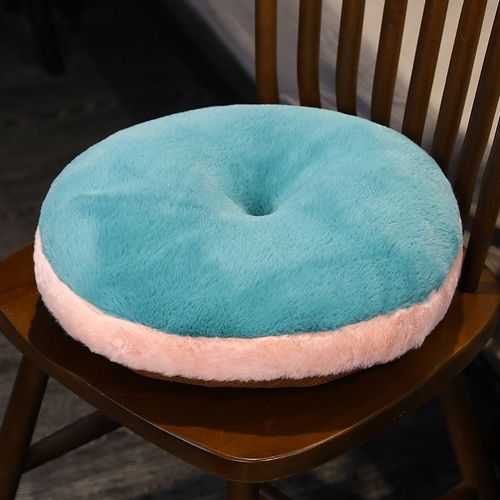 Coussin futon chaud d'automne et d'hiver, coussin de chaise de bureau en peluche, dossier épais, coussin de fesses en biscuit pour enfants Rond vert-40cm