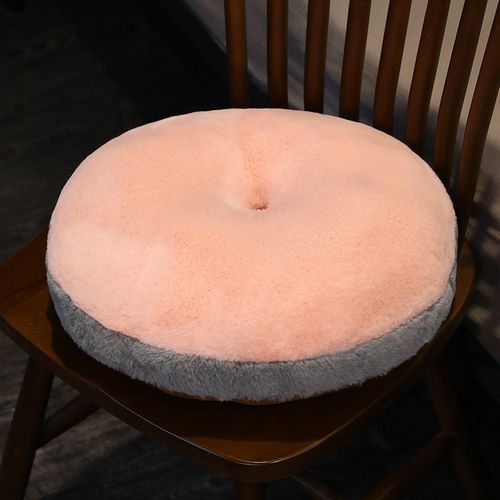 Coussin futon chaud d'automne et d'hiver, coussin de chaise de bureau en peluche, dossier épais, coussin de fesses en biscuit pour enfants Rond rose-40cm