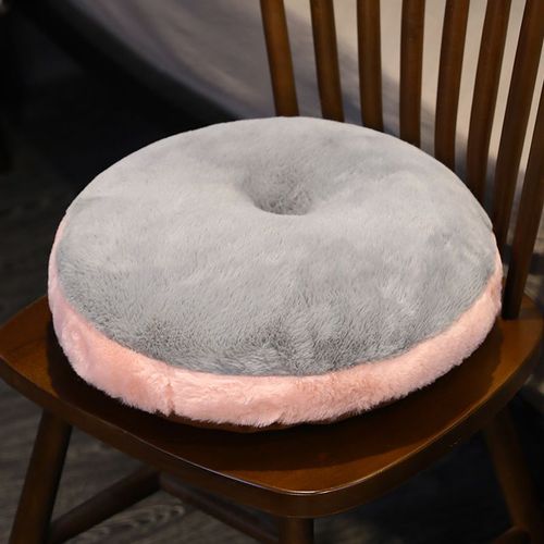 Coussin futon chaud d'automne et d'hiver, coussin de chaise de bureau en peluche, dossier épais, coussin de fesses en biscuit pour enfants Rond Gris-40cm