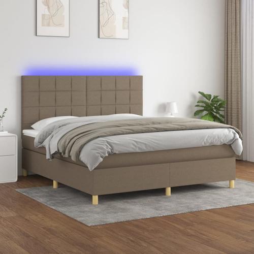 Vidaxl Sommier Tapissier Avec Matelas Et Led Taupe 180x200 Cm Tissu