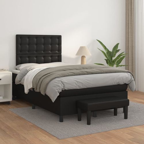 Vidaxl Sommier Tapissier Avec Matelas Noir 120x200 Cm Similicuir