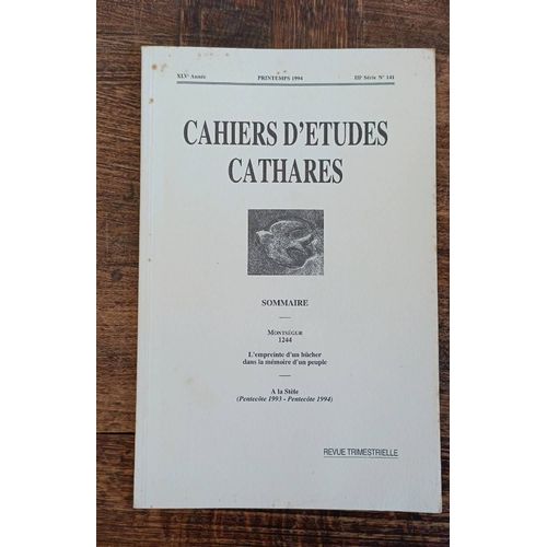 Cahier D'études Cathares  Printemps 1994. Numéro 141