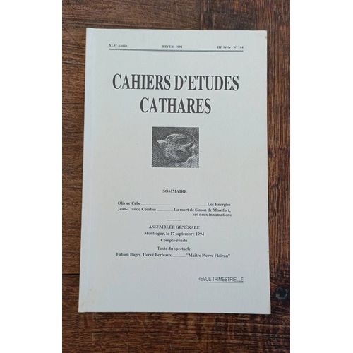 Cahier D'études Cathares. Hiver 1994. Numéro 144