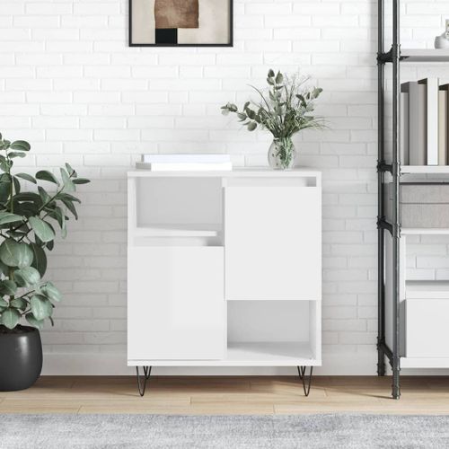 Vidaxl Buffet Blanc Brillant 60x35x70 Cm Bois D'ingénierie