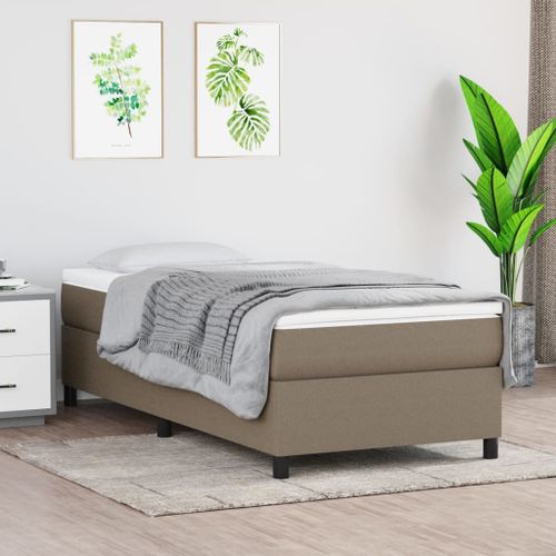 Vidaxl Lit À Sommier Tapissier Avec Matelas Taupe 100x200 Cm Tissu