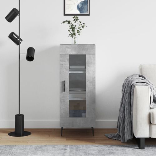 Vidaxl Buffet Gris Béton 34,5x34x90 Cm Bois D'ingénierie