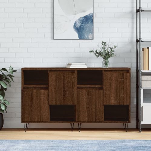 Vidaxl Buffets 2 Pcs Chêne Marron Bois D'ingénierie