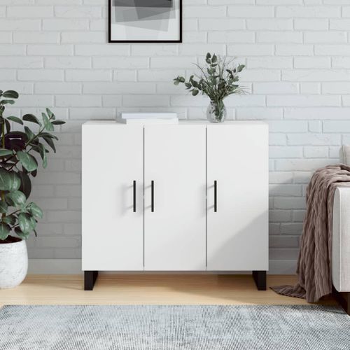 Vidaxl Buffet Blanc 90x34x80 Cm Bois D'ingénierie