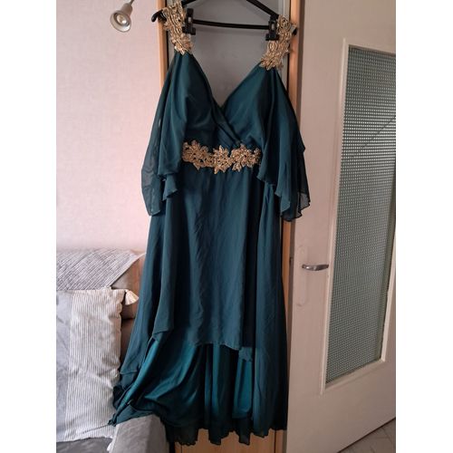 Robe Habillée Neuve Taille 50-52 Vert Et Doré